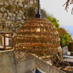 2 Abat jour poly rotin seul HAWAII LONG H40 H50cm