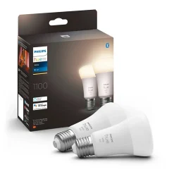 2 ampoules LED connectée Philios Hue A60 IP20 E27 1055lm 9.5W blanc chaud