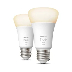 2 ampoules LED connectée Philios Hue A60 IP20 E27 1055lm 9.5W blanc chaud