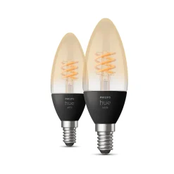 2 ampoules LED connectée Philips Hue flamme IP20 E14 300lm 4.5W blanc chaud