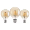 3 ampoules LED décoratives globe E27 400lm verre ambré, blanc chaud 12W Eglo