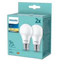 2 ampoules LED E27 1055lm blanc chaud 75W Philips Lighting