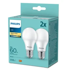 2 ampoules LED E27 806lm blanc chaud 60W Philips Lighting