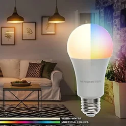 2 Ampoules LED Multicolore Monster Culot A19/E27 12 Possibilités de Couleurs avec Télécommande