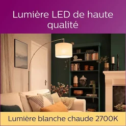 2 ampoules LED sphériques E27 470lm = 40W Ø4,5cm blanc chaud Philips