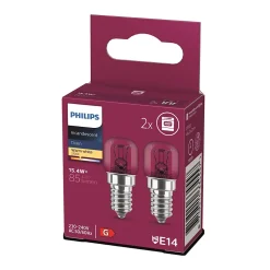 2 ampoules LED tube four incandescent 15W E14 1T22 Philips