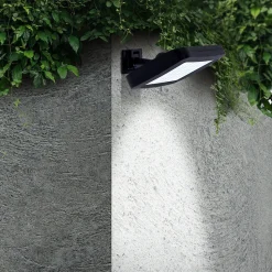 2 appliques murales solaires LED PEPE plastique noir LED integree pour exterieur