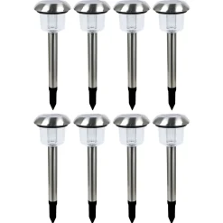 8 balises solaires à piquer RGB IP44 chrome