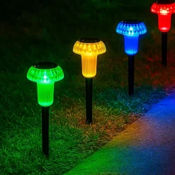 4 balises solaires champignons multicolores MUSHY H24cm