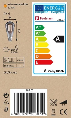1879 Filament 230 V Ampoules LED Rustika E27 Dim 385lm 7,5W 2200K gradable Verre fumé