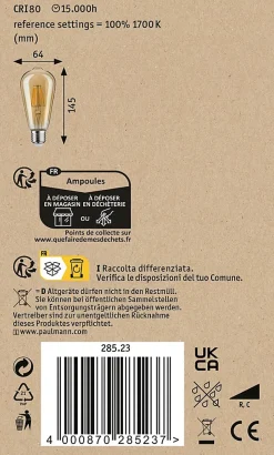 1879 Filament 230 V Ampoules LED Rustika E27 Dim 480lm 6W 1700K gradable Doré