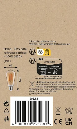 1879 Filament 230 V 3-Step-Dim Ampoules LED Rustika E27 3 Step Dim 470lm 6W 1800K gradable Doré