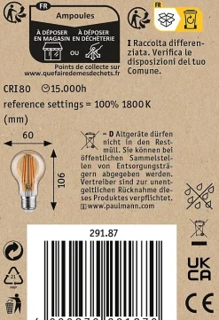 1879 Filament 230 V 3-Step-Dim Ampoule LED E27 470lm 6W 1800K gradable Doré