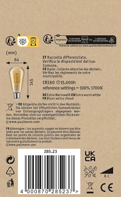 1879 Kit Ampoules LED Rustika E27 230V 3x480lm 3x6W 1700K gradable Doré