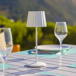 6 Lampes de table ABBY Blanc H30cm + base de chargement