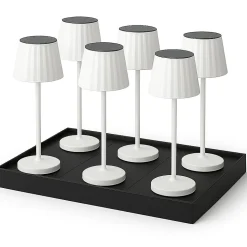 6 Lampes de table ABBY Blanc H30cm + base de chargement