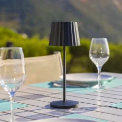 6 Lampes de table ABBY Noir H30cm + base de chargement