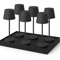 6 Lampes de table ABBY Noir H30cm + base de chargement