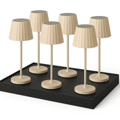 6 Lampes de table ABBY Sable H30cm + base de chargement