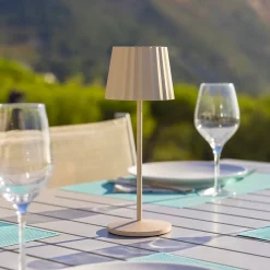 6 Lampes de table ABBY Sable H30cm + base de chargement