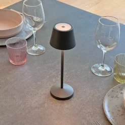 9 Lampes de table EMILY Gris + base de chargement