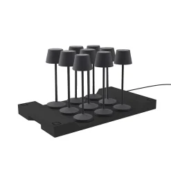 9 Lampes de table EMILY Gris + base de chargement