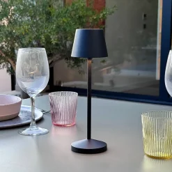 9 Lampes de table EMILY Noir + base de chargement