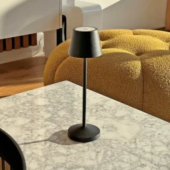 9 Lampes de table EMILY Noir + base de chargement