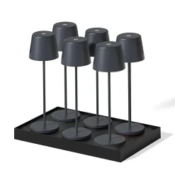 6 Lampes de table KELLY Gris H38cm + base de chargement