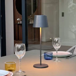 6 Lampes de table KELLY Gris H38cm + base de chargement