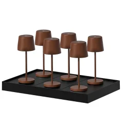 6 Lampes de table MINI KELLY Rouille H22cm + base de chargement