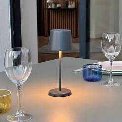 6 Lampes de table MINI KELLY Gris H22cm + base de chargement