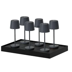 6 Lampes de table MINI KELLY Gris H22cm + base de chargement