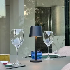 6 Lampes de table MINI KELLY Noir H22cm + base de chargement