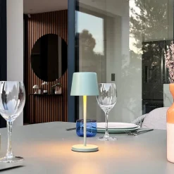 6 Lampes de table MINI KELLY Vert H22cm + base de chargement