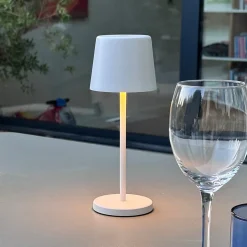 6 Lampes de table MINI KELLY Blanc H22cm + base de chargement