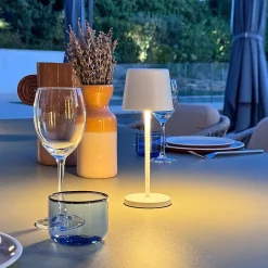 6 Lampes de table MINI KELLY Blanc H22cm + base de chargement