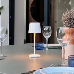 6 Lampes de table MINI KELLY Blanc H22cm + base de chargement