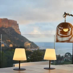 4 Lampes de table sans fil TWINS Gris H16cm