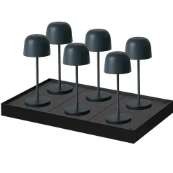 6 Lampes de table SOPHIA Gris + base de chargement