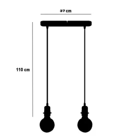 2 lampes suspension design en métal noir E27 compatible LED