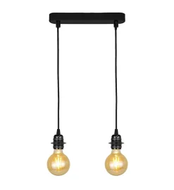 2 lampes suspension design en métal noir E27 compatible LED