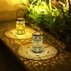 2 Lanternes Solaires Extérieures,lot de 2 Lampes Solaires de Jardin en Métal avec piquets de terre