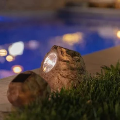 3 Rochers solaires ROCKY BROWN H14cm