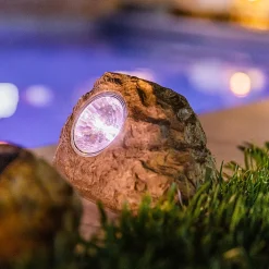 3 Rochers solaires ROCKY BROWN H14cm