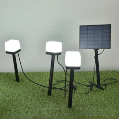 3 spots à piquer d'extérieur solaire LED intégrée noir 1W Corep