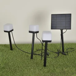 3 spots à piquer d'extérieur solaire LED intégrée noir 1W Corep