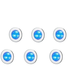 6 spots encastrable Hardin LED intégrée 3.6W IP65 et IP67 GoodHome argent lumière bleue