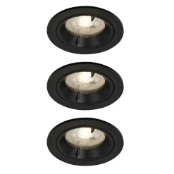 3 spots encastrables Caius GU10 blanc neutre IP44 345lm 4.7W Ø8.5xH.10.1cm noir GoodHome