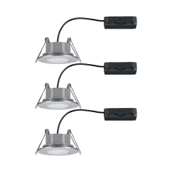3 spots encastrables Calla LED intégrée 4000K IP65 3x680lm rond orientable chrome mat Paulmann